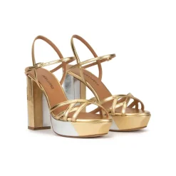 Quinea Metallic platform high block heel sandals