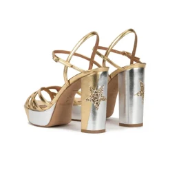 Quinea Metallic platform high block heel sandals