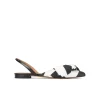 Quinette Bow detailed point-toe flats in black and white fabric