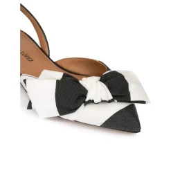 Quinette Bow detailed point-toe flats in black and white fabric