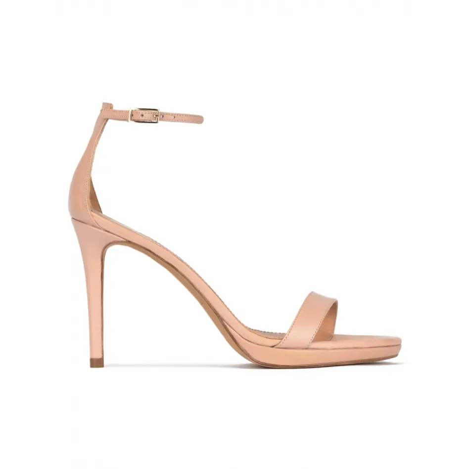 Quintana Platform heeled sandals in nude leather