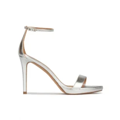 Quintana Silver platform heeled sandals in metallic leather