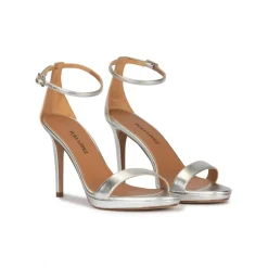 Quintana Silver platform heeled sandals in metallic leather