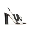 Quirina Bow detailed high block heel sandals in black and white