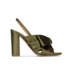 Quirina High block heel sandals in khaki green satin