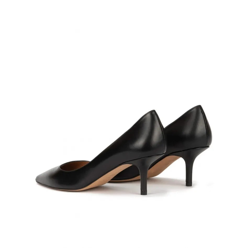 Raquel Mid heel pumps in black calf leather