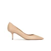 Raquel Mid-heeled pointed toe pumps in beige leather
