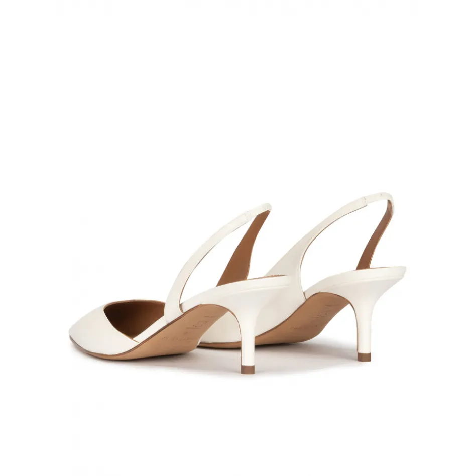 Simonique Slingback low heel pumps in offwhite leather