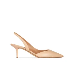 Simonique Slingback mid heel pumps in beige leather