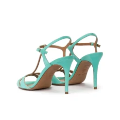 Turquesa High-heeled sandals in aquamarine suede