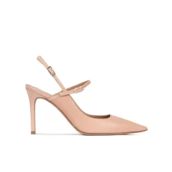 Unique Nude leather slingback high heel pumps