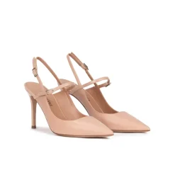 Unique Nude leather slingback high heel pumps