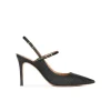 Unique Slingback high heel point-toe pumps in black raffia