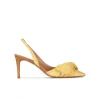 Veronique Bow detailed mid heel pumps in yellow and white checked fabric
