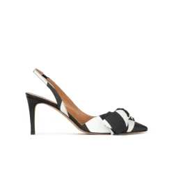 Veronique Bow detailed slingback pumps in black and white fabric
