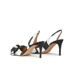 Veronique Bow detailed slingback pumps in black and white fabric