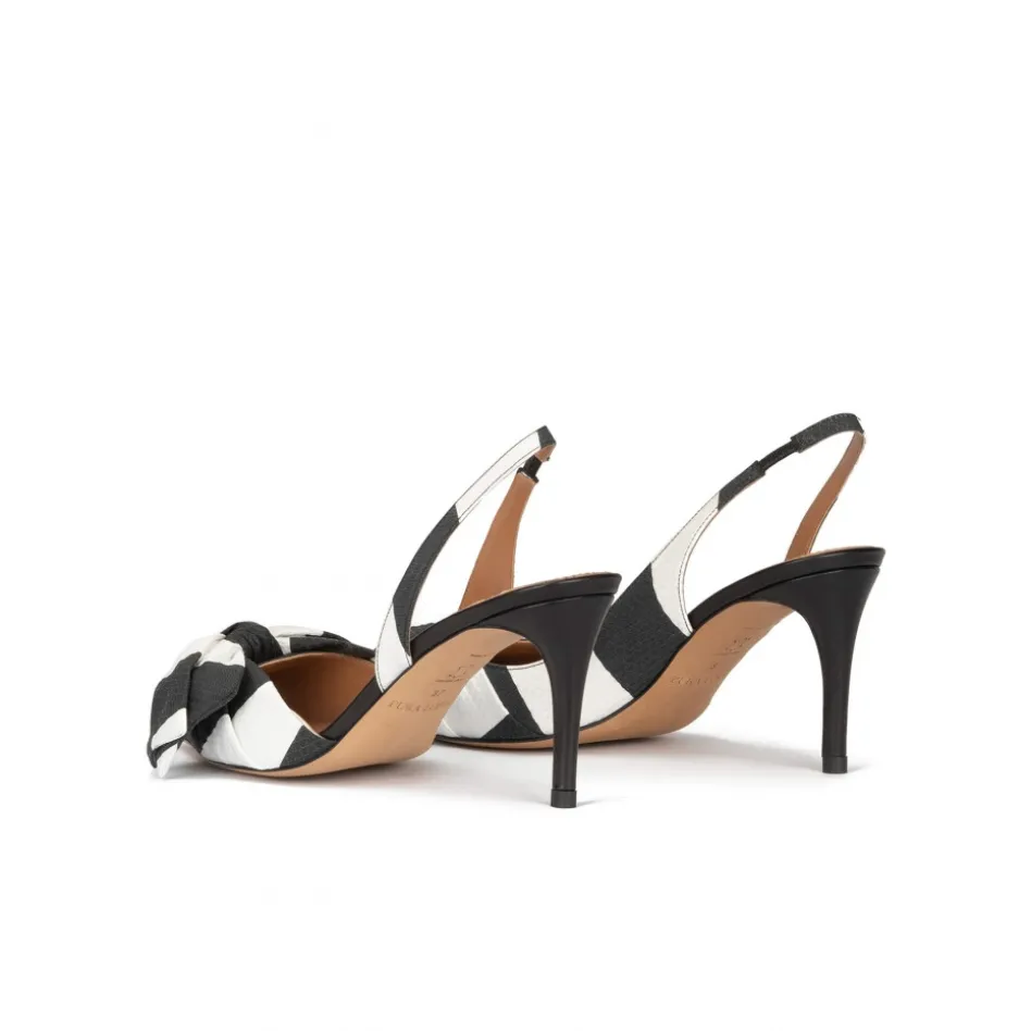 Veronique Bow detailed slingback pumps in black and white fabric